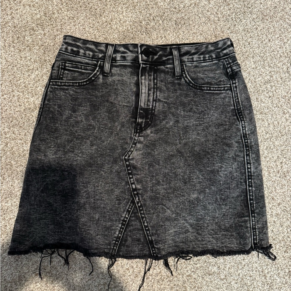 Just Black Distressed Denim Mini Skirt